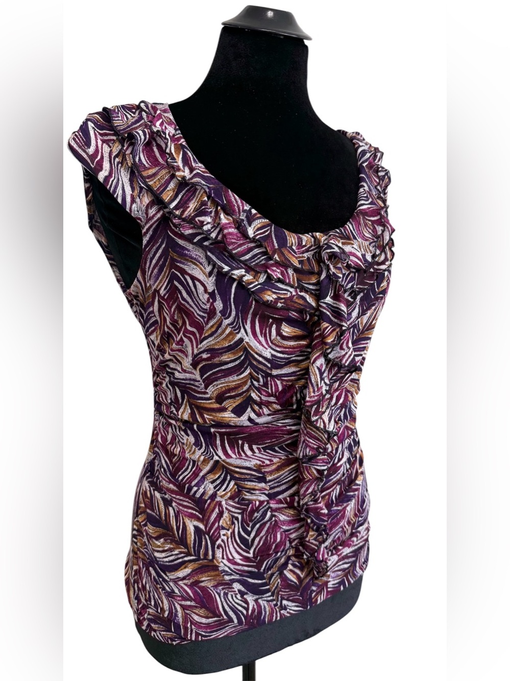 Y2K Silk Ruffle Pattern Top